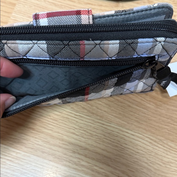 Vera Bradley Plaid RFID Wallet in Black, Gray, and Blue. Washable Quilted - Picture 4 of 6